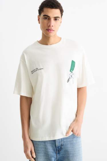 Heren - T-shirt - oversized - wit