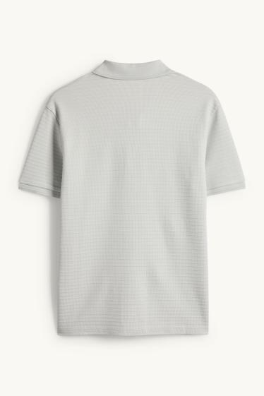 Pánské - Polokošile - regular fit - žebrovaná - šedá