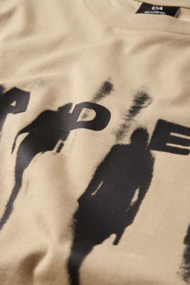Pánské - Tričko - relaxed fit - béžová