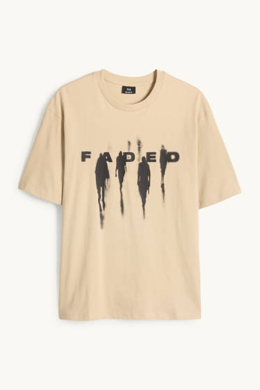 Pánské - Tričko - relaxed fit - béžová