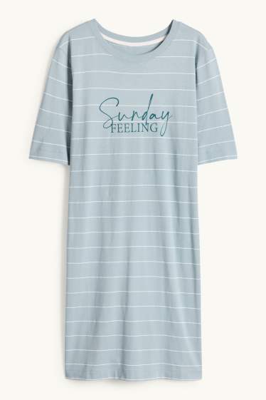 Dona - Camisa de dormir - de ratlles - turquesa