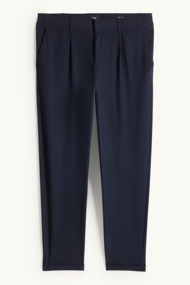 Pánské - Kalhoty chino - tapered fit - strukturované - tmavomodrá