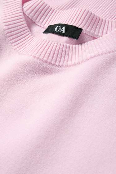 Women - Knitted jumper - short sleeve - rose