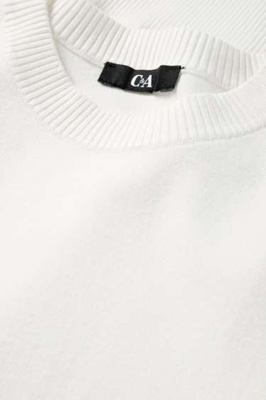 Women - Knitted jumper - short sleeve - white