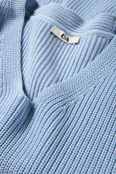 Femmes - Pull en maille - manches courtes - bleu clair