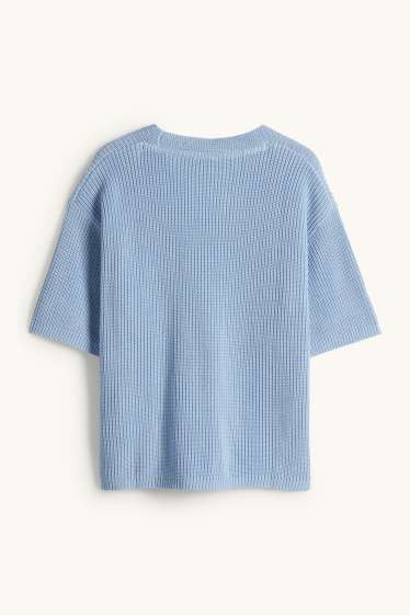 Femmes - Pull en maille - manches courtes - bleu clair