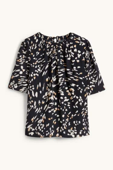 Damen - Bluse - gemustert - schwarz