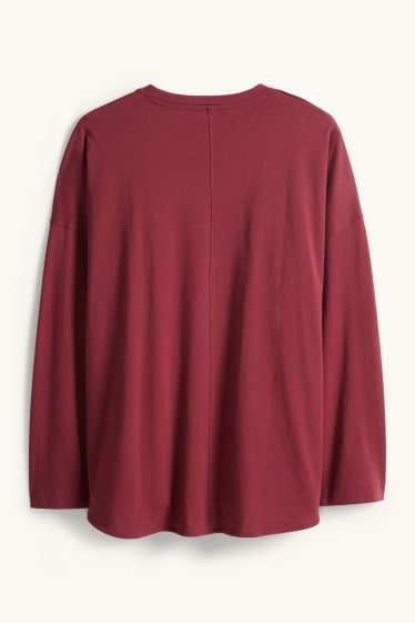 Damen - Langarmshirt - Relaxed Fit - dunkelrot