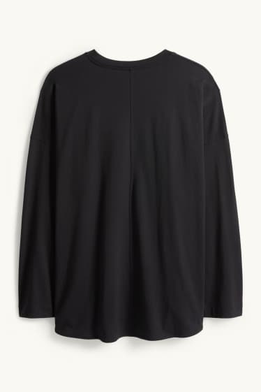 Damen - Langarmshirt - Relaxed Fit - schwarz