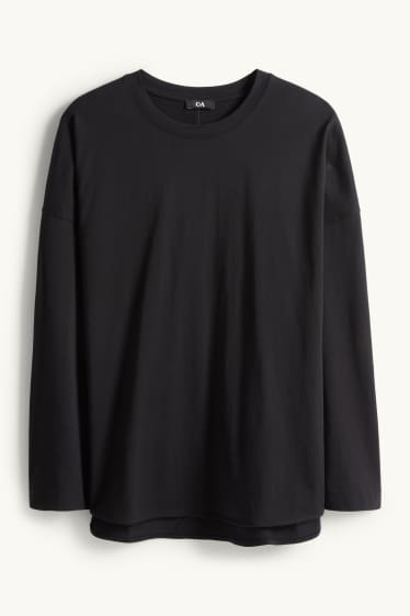 Damen - Langarmshirt - Relaxed Fit - schwarz