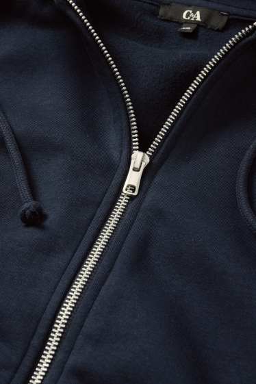 Femei - Hanorac cu fermoar și glugă - albastru închis