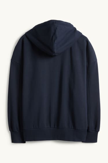 Femei - Hanorac cu fermoar și glugă - albastru închis