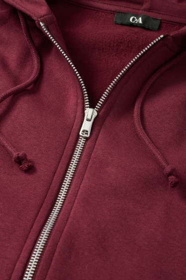 Femei - Hanorac cu fermoar și glugă - bordo