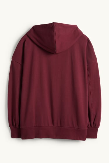Femei - Hanorac cu fermoar și glugă - bordo