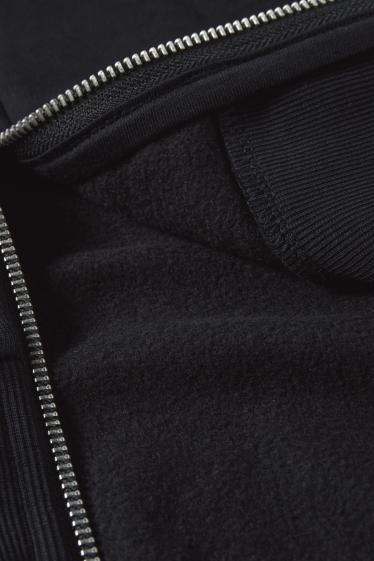 Femei - Hanorac cu fermoar și glugă - negru