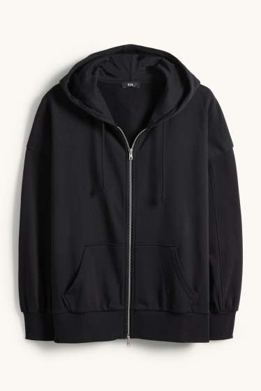 Femei - Hanorac cu fermoar și glugă - negru