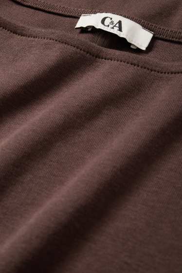 Femei - Tricou cu mânecă lungă - slim fit - maro închis