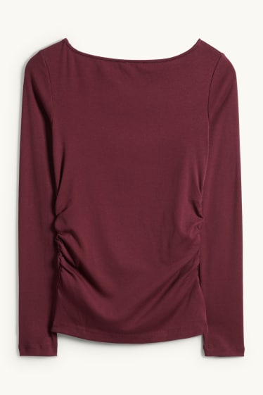 Femei - Tricou cu mânecă lungă - slim fit - bordo