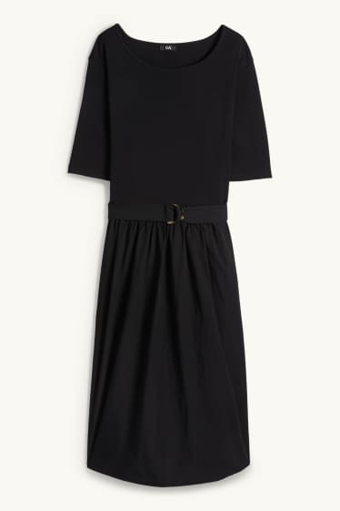Femmes - Robe Fit & Flare avec ceinture - noir