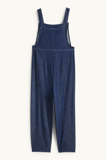 Dames - Zwangerschapstuinbroek van denim - jeansdonkerblauw