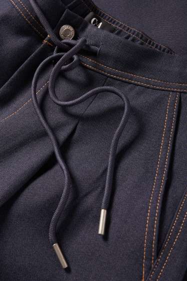 Dames - Pantalon - mid waist - balloon leg - jeanslook - jeansdonkerblauw