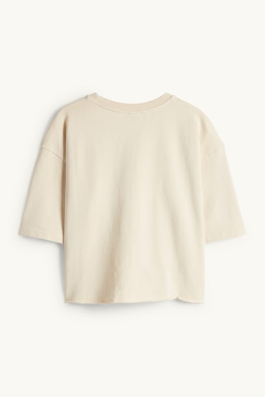 Donna - T-shirt corta - relaxed fit - bianco crema