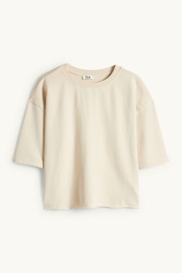 Donna - T-shirt corta - relaxed fit - bianco crema