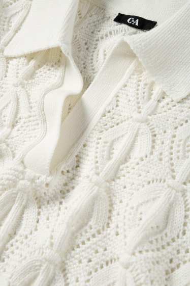 Women - Knitted jumper - short sleeve - cremewhite