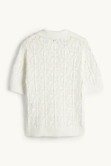 Women - Knitted jumper - short sleeve - cremewhite
