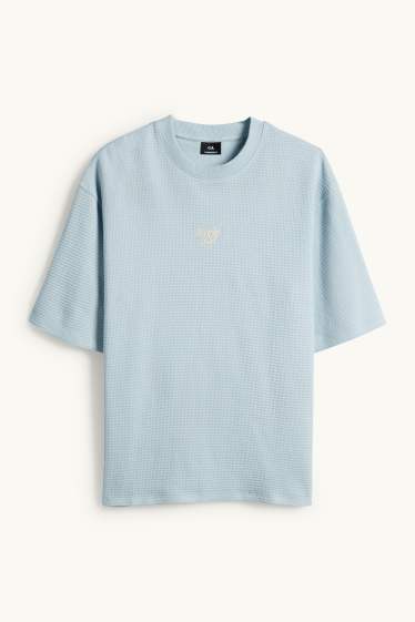 Uomo - T-shirt - oversize - tessuto tramato - azzurro