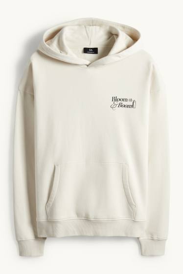 Men - Oversized hoodie - light beige
