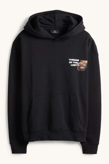 Hommes - Sweat à capuche Oversize - noir