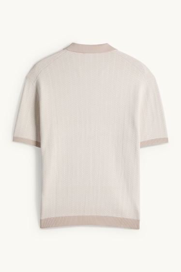 Home - Polo de punt - regular fit - amb motiu - beix clar