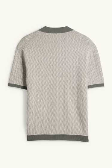 Home - Polo de punt - regular fit - amb motiu - verd fosc