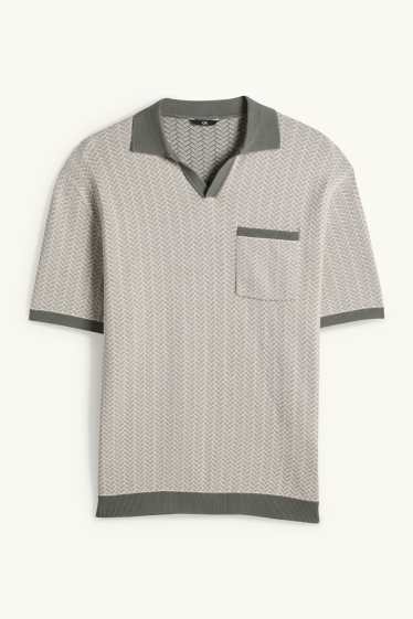 Home - Polo de punt - regular fit - amb motiu - verd fosc