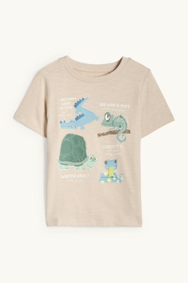 Enfants garçons - Animaux de la jungle - T-shirt - beige clair