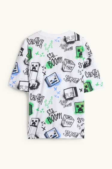 Dzieci chłopcy - Minecraft - koszulka z krótkim rękawem - biały