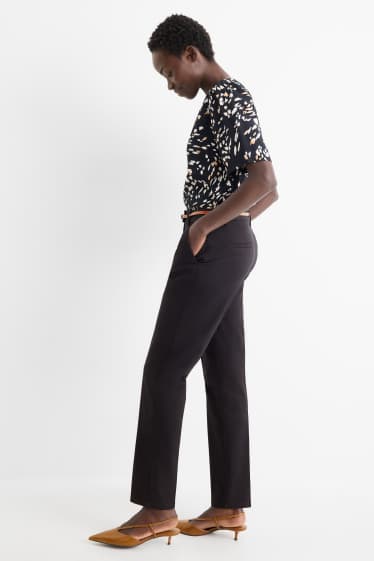 Femmes - Pantalon de toile à ceinture - midwaist - tapered fit - noir