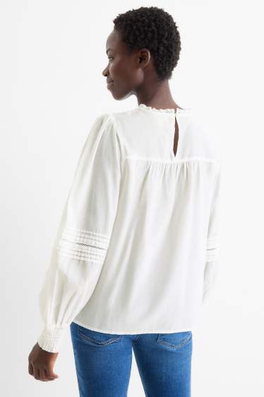 Dames - Blouse - Broderie Anglaise - wit