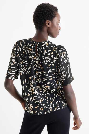 Damen - Bluse - gemustert - schwarz