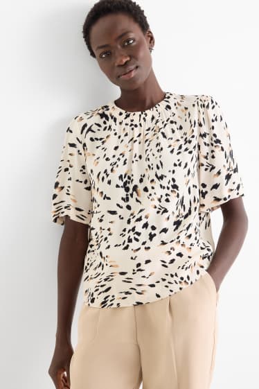 Damen - Bluse - gemustert - cremeweiss