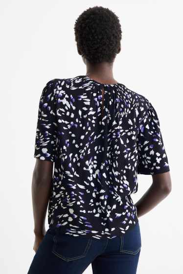 Damen - Bluse - gemustert - dunkelblau