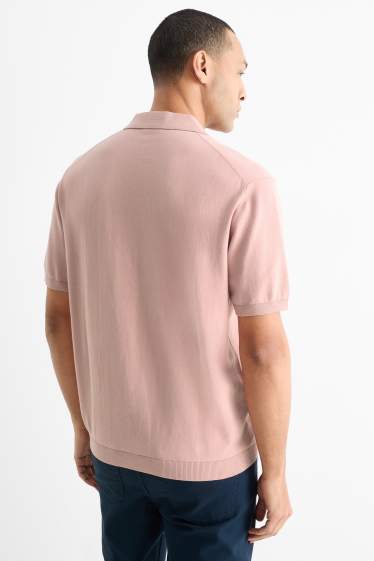Bărbați - Tricou polo din tricot - regular fit - roz