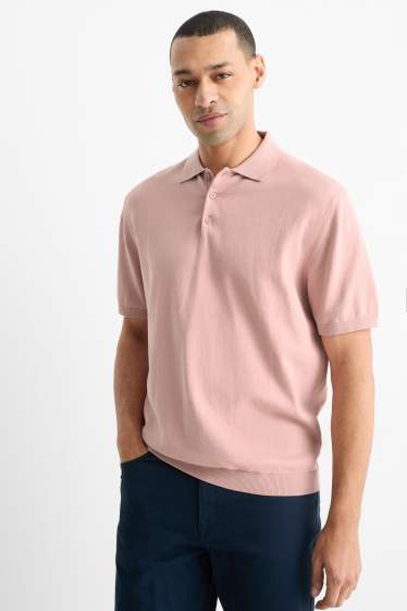 Bărbați - Tricou polo din tricot - regular fit - roz