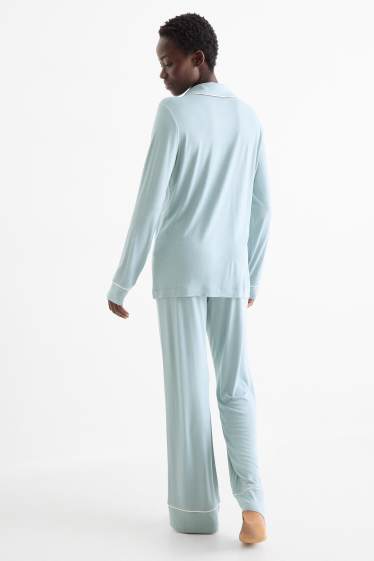 Damen - Viskose-Pyjama - hellblau