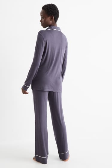 Damen - Viskose-Pyjama - dunkelblau