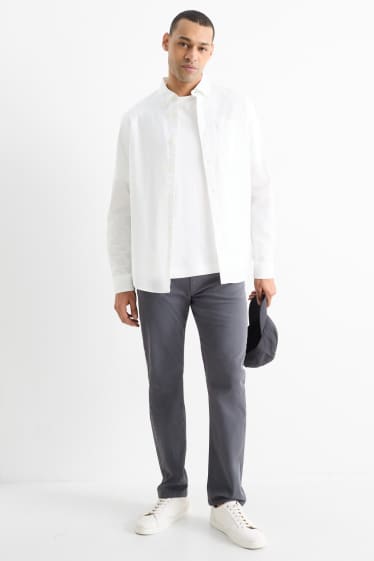 Bărbați - Pantaloni - slim fit - structurați - gri închis