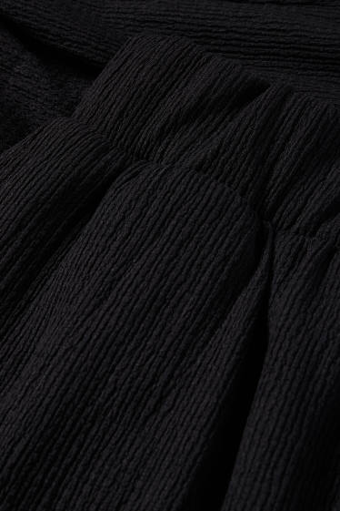 Damen - Jersey-Hose - Mid Waist - strukturiert - schwarz