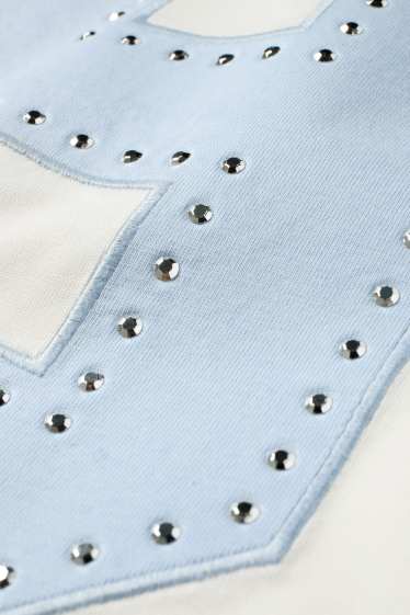 Bambine - T-shirt con strass - effetto brillante - bianco / blu