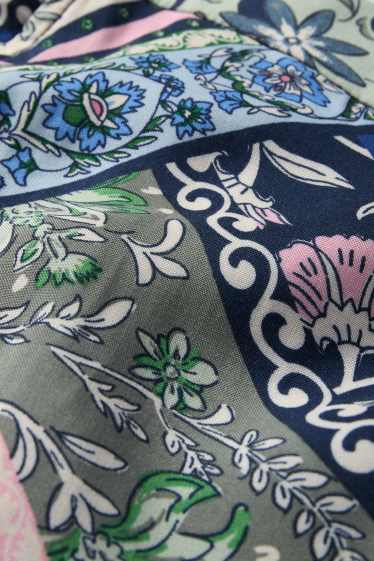 Donna - Pantaloni - vita media - gamba ampia - fantasia - blu scuro